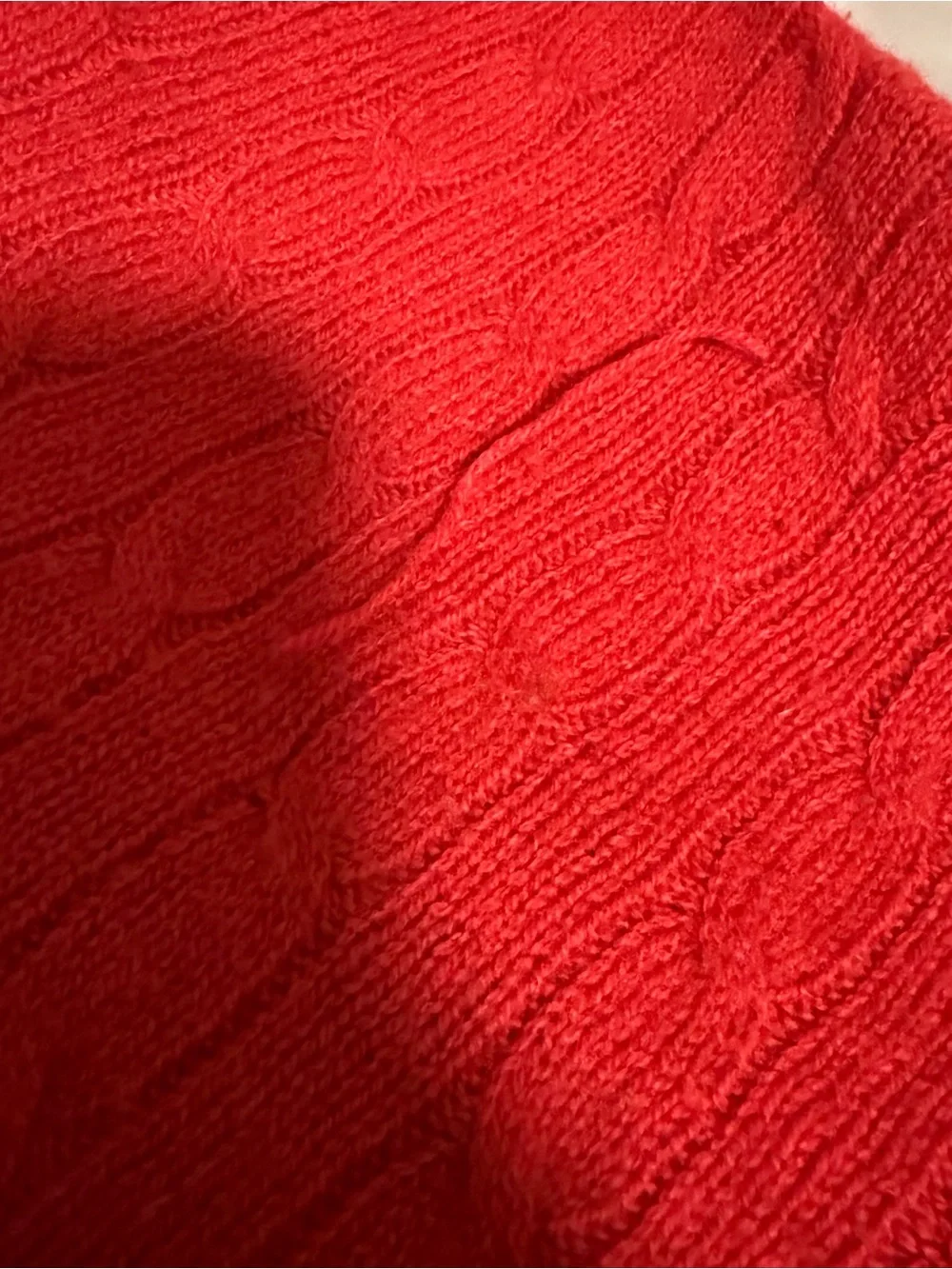 Vintage Lauren Ralph Lauren Red Cable Knit Throw Blanket Wool and Cashmere RLL
